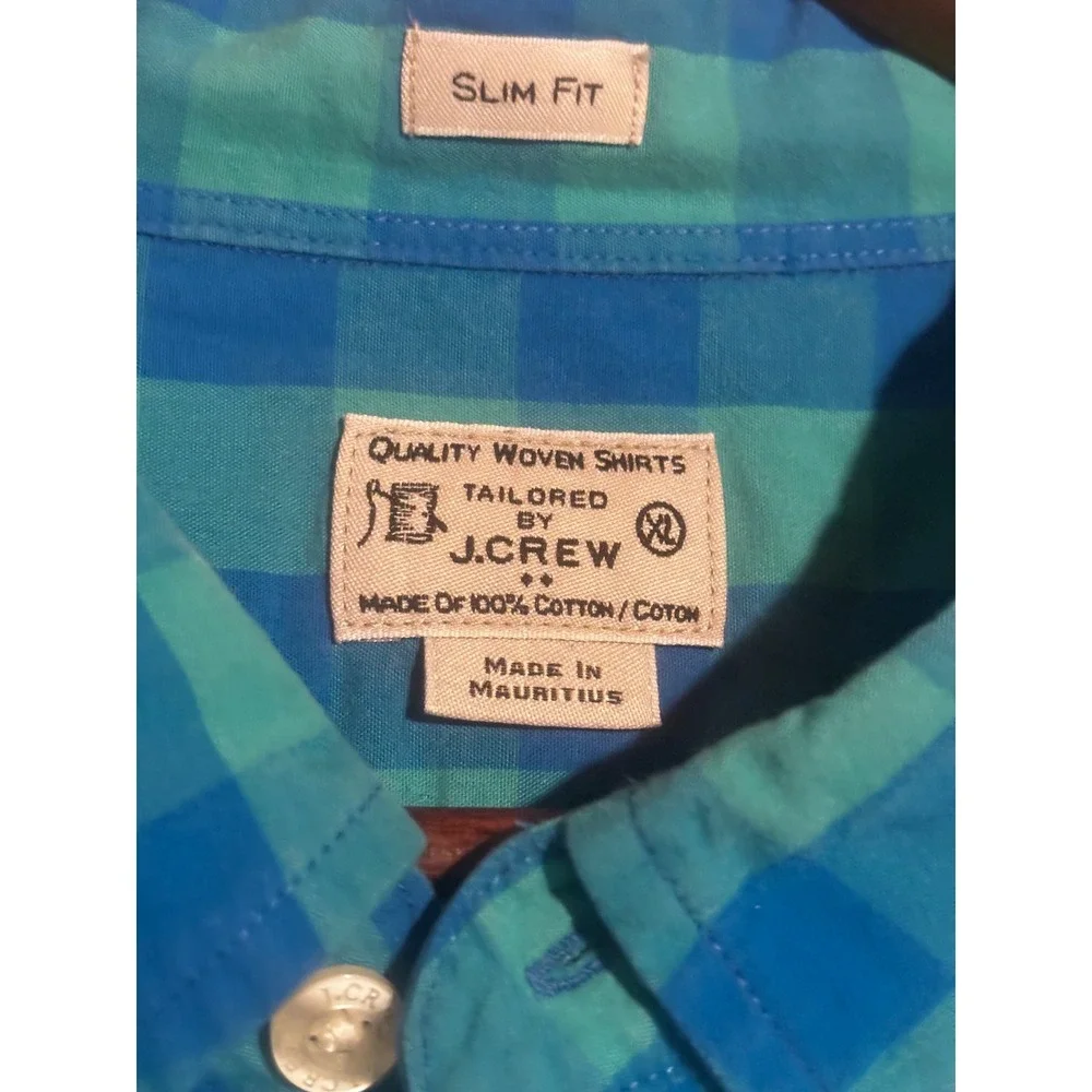 Vintage J Crew Slim Shirt Men's XL Dress Turquoise Blue‎ Long Sleeve 100% Cotton